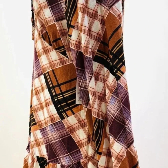 NWT SO GOODS FOR LIFE Junior Long Sleeve Pullover Plaid Brown V-Neck Dress Large - Picture 6 of 12